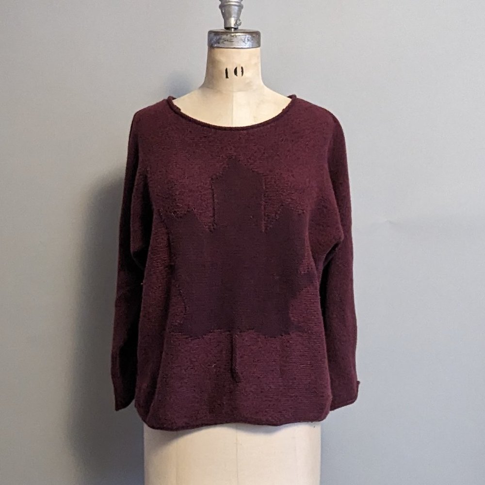 Women's Roots Sweater Maple Leaf Oversized Fit Lounge Sweatshirt Size Small